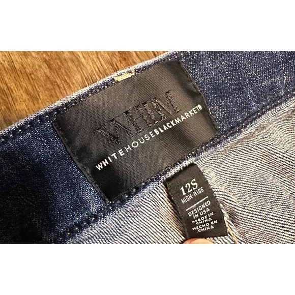 White House Black Market‎ Denim Jeans Ankle High-Rise Distressed Patched 12S - Picture 6 of 12